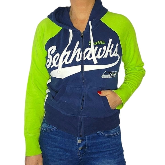 NFL Jackets & Blazers - NFL Seattle Seahawks Full Zip Hoodie Sweater Size Small Blue Green